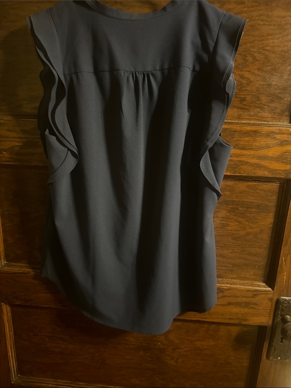 J. Crew Navy Ruffle-Sleeve Button-Front Blouse - Picture 5 of 5
